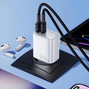 Boste Simply Elegance Series | Szybka ładowarka sieciowa, USB-A + USB typ C, 33W, PD, QC, Biały 3
