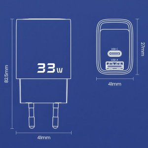 Boste Simply Elegance Series | Szybka ładowarka sieciowa, USB-A + USB typ C, 33W, PD, QC, Biały 6