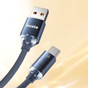 Boste Gemstone Series Fast Charging Data Cable USB-A to USB-C 6A 1m Brushed Blue 4