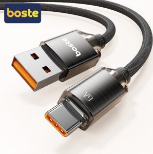 Boste Gemstone Series Fast Charging Data Cable USB-A to USB-C 6A 2m Brushed Black 2