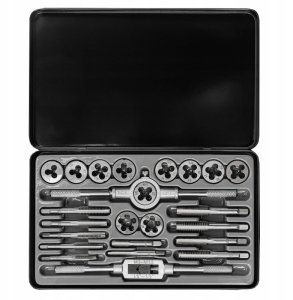 Zestaw gwintowników i narzynek calowych 24el metalowa walizka 3