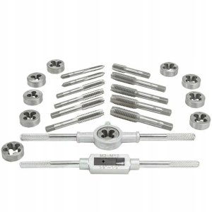 Zestaw gwintowników i narzynek calowych 24el metalowa walizka 4