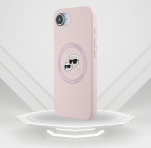 Etui Karl Lagerfeld Silicone             Karl&Choupette Heads MagSafe do iPhone 16e różowy 11