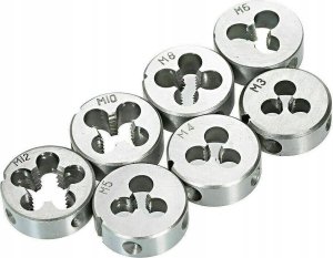 Zestaw gwintowników i narzynek 32el. (M3-M12) metalowa walizka 8