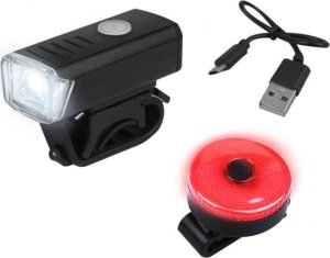 Zestaw lamp rowerowych HY028 przód 1 LED + tył 3 L 1