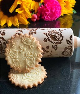 Wałek do ciasta duży dzikie róże + szczotka 2