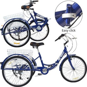 ROWER 3-KOŁOWY SKŁADANY 24 GRANATOWY SHIMANO 7-BIEGOWY 3