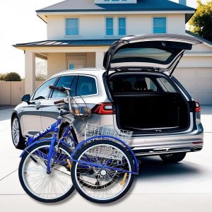 ROWER 3-KOŁOWY SKŁADANY 24 GRANATOWY SHIMANO 7-BIEGOWY 8