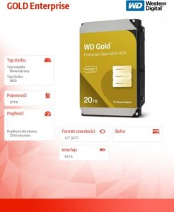 western digital Dysk HDD GOLD Enterprise 20TB 3,5 SATA WD203KRYZ 1