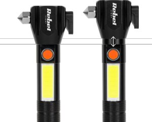 Latarka Taktyczna LED Mocna ZOOM USB 200m młotek nóż magnes Rebel 2