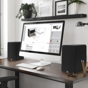 Głośniki półkowe kolumny podstawkowe Laudberg S1 2.0 do telewizora 100W HDMI ARC 3