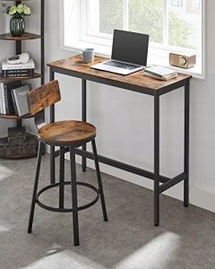 Stołki barowe , stołki kuchenne, zestaw 2 wysokich krzeseł barowych z oparciem, stalowa rama, wysokość siedziska 62,5 cm, łatwy 2