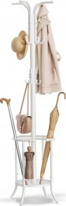 Wieszak na płaszcze Wolnostojący, Stojak na płaszcze z uchwytem na parasol, 12 haczyków, Metal, Wysokość 175 cm, do przedpokoju, 7