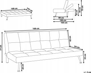 Beliani Sofa rozkładana jasnoszara HASLE 3