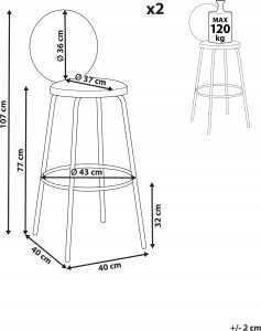 Beliani Krzesło barowe Zestaw 2 Boucle Biały EMERY 3