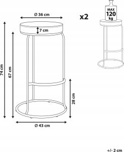 Beliani Krzesło barowe Zestaw 2 Beżowy MILROY 3