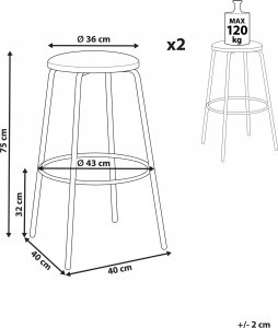 Beliani Krzesło barowe Zestaw 2 Welur Szmaragdowy MORTON 3