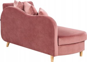 Beliani Szezlong welurowy z pojemnikiem prawostronny różowy MERI II 9