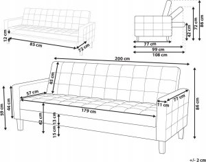 Beliani Sofa rozkładana żółta VEHKOO 3