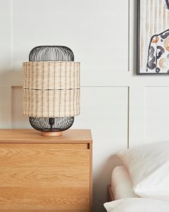 Lampa stołowa Beliani Lampa stołowa rattanowa z czarnym TANGANYIKA 4
