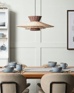 Lampa wisząca Beliani Lampa wisząca brązowo-beżowa KABOMPO 4