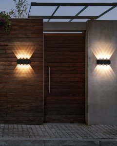 Kinkiet Beliani Zestaw 2 lamp ściennych zewnętrznych LED czarny WELDON 2