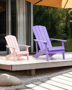 Beliani Krzesło ogrodowe MDF Purpurowy ADIRONDACK 2