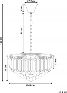 Lampa wisząca Beliani Żyrandol kryształowy ⌀ 49 cm złoty ACHEIRO 3