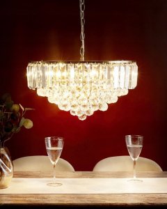 Lampa wisząca Beliani Żyrandol kryształowy ⌀ 49 cm złoty ACHEIRO 10
