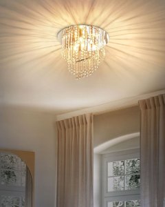 Lampa wisząca Beliani Żyrandol kryształowy ⌀ 45 cm srebrny ESMELLE 2