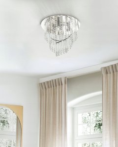 Lampa wisząca Beliani Żyrandol kryształowy ⌀ 45 cm srebrny ESMELLE 4