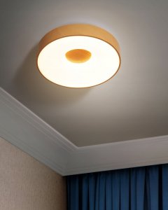 Lampa sufitowa Beliani Lampa sufitowa LED ze ściemniaczem metalowa jasne drewno BRAGOTO 2