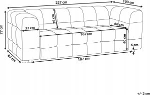 Beliani Sofa 3-osobowa boucle szara MULLOLA 3