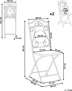 Beliani Krzesło ogrodowe Zestaw 2 Metal Czarny CARPINO 3
