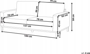 Beliani Sofa 2-osobowa szara SIGGARD 3