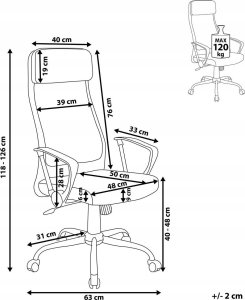 Krzesło biurowe Beliani Fotel biurowy Czarny PIONEER II 3