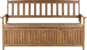 Beliani Ławka ogrodowa z poduszką Drewno 160 cm Beżowoszary SOVANA 4