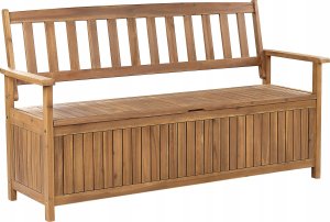 Beliani Ławka ogrodowa z poduszką Drewno 160 cm Beżowoszary SOVANA 6