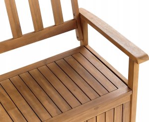 Beliani Ławka ogrodowa z poduszką Drewno 160 cm Beżowoszary SOVANA 9