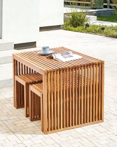 Beliani Krzesło ogrodowe Drewno Jasne drewno BELLANO 11