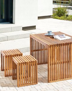 Beliani Krzesło ogrodowe Drewno Jasne drewno BELLANO 10