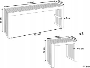 Beliani Zestaw jadalniany dla 3 osób Drewno Jasne drewno BELLANO 3