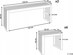 Beliani Zestaw jadalniany dla 6 osób Drewno Jasne drewno BELLANO 3