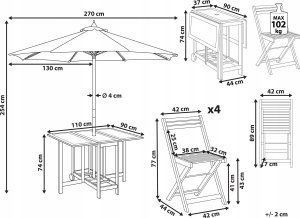 Beliani Zestaw jadalniany dla 4 osób Drewno FRASSINE 3