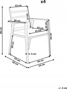 Beliani Krzesło ogrodowe Zestaw 4 Metal Szary TAVIANO 3
