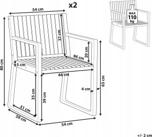 Beliani Krzesło ogrodowe Zestaw 2 Jasne drewno SASSARI II 3