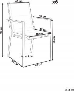Beliani Krzesło ogrodowe Zestaw 6 Metal Biały BUSSETO 3