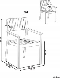 Beliani Krzesło ogrodowe Zestaw 4 Drewno Jasne drewno AGELLO 3