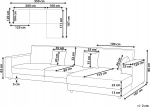 Beliani Narożnik 4-osobowy lewostronny biały LOFOTEN 3