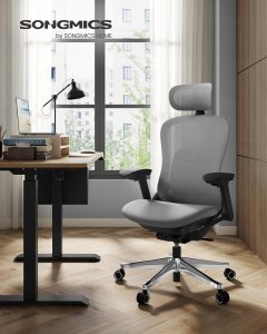 Krzesło biurowe Songmics Fotel biurowy regulowany fotel płócienny 2